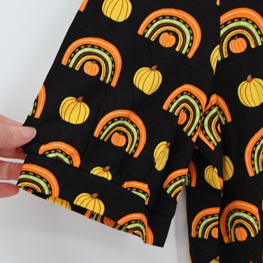 NWT ModCloth Pumpkin Rainbow Popover Top Womens Halloween Fall Novelty Size S - Picture 7 of 10